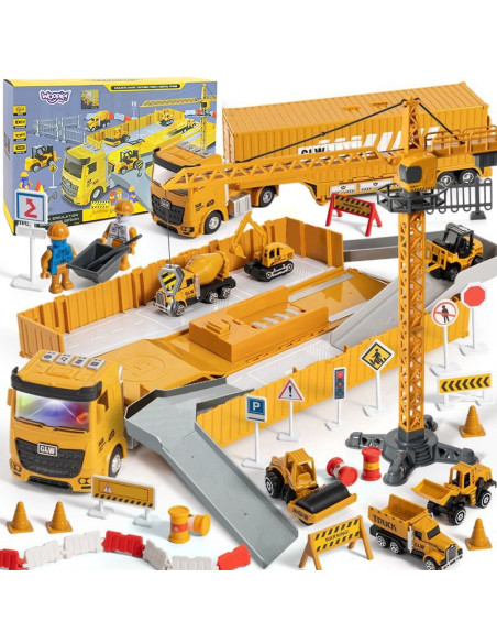 WOOPIE  Samochód Ciężarowy 6w1 Zestaw Budowy Dźwig Resoraki Akcesoria