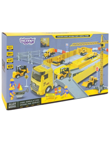 WOOPIE  Samochód Ciężarowy 6w1 Zestaw Budowy Dźwig Resoraki Akcesoria