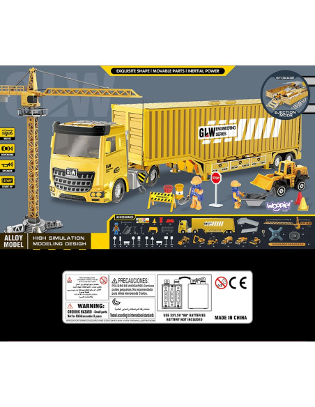 WOOPIE  Samochód Ciężarowy 6w1 Zestaw Budowy Dźwig Resoraki Akcesoria