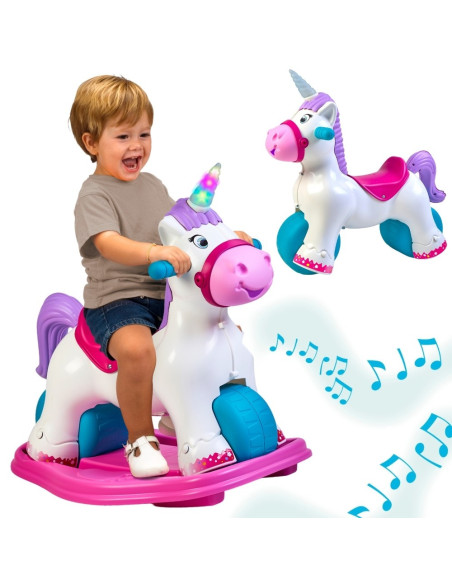 FEBER Interaktywny Bujany Jednorożec 2w1 – Jeździk Biegowy
