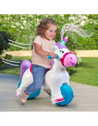 FEBER Interaktywny Bujany Jednorożec 2w1 – Jeździk Biegowy
