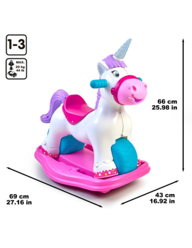 FEBER Interaktywny Bujany Jednorożec 2w1 – Jeździk Biegowy