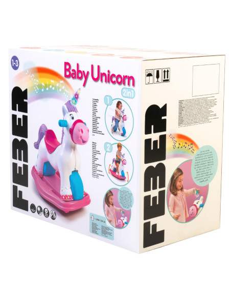FEBER Interaktywny Bujany Jednorożec 2w1 – Jeździk Biegowy