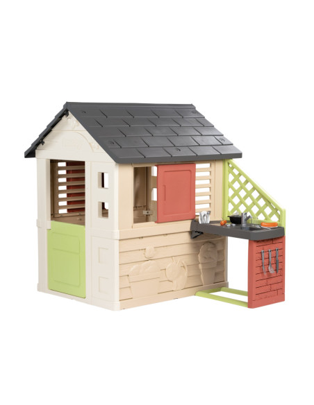 Smoby Domek Nature z kuchnią + 17 akcesoriów