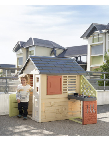 Smoby Domek Nature z kuchnią + 17 akcesoriów
