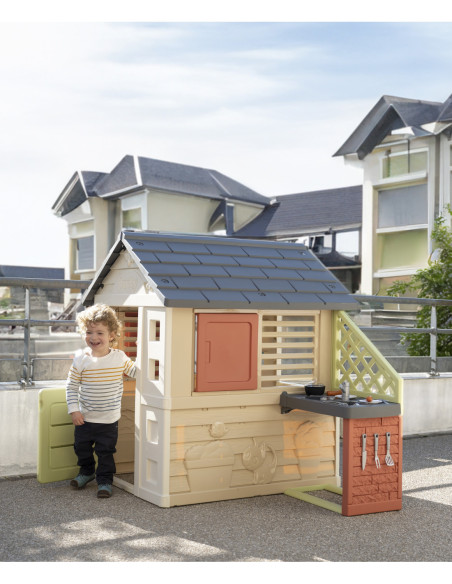 Smoby Domek Nature z kuchnią + 17 akcesoriów
