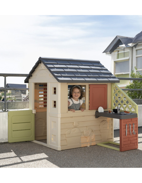 Smoby Domek Nature z kuchnią + 17 akcesoriów