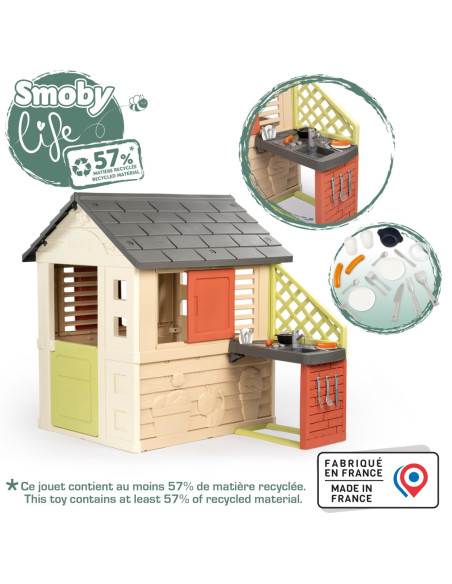 Smoby Domek Nature z kuchnią + 17 akcesoriów