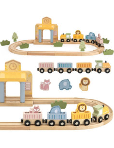PolarB Drewniany Zestaw Kolejowy 30 el.