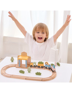 PolarB Drewniany Zestaw Kolejowy 30 el. 2