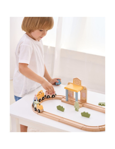 PolarB Drewniany Zestaw Kolejowy 30 el.