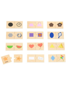 VIGA Zestaw Puzzli Łączenie Kształtów i Przedmiotów 2