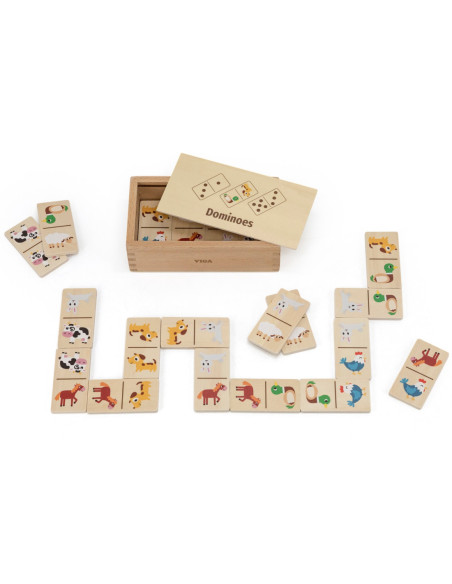 VIGA Drewniane Domino 2w1 Zwierzęta i Liczby