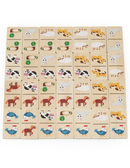 VIGA Drewniane Domino 2w1 Zwierzęta i Liczby