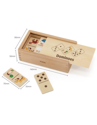 VIGA Drewniane Domino 2w1 Zwierzęta i Liczby