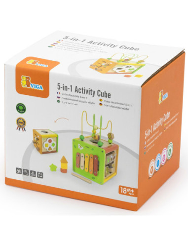 VIGA Drewniana Kostka Edukacyjna 5w1