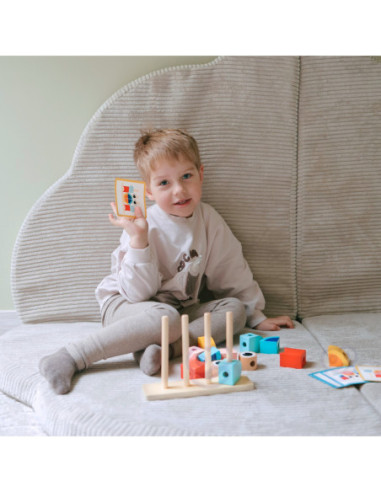 TOOKY TOY Krab Układanka Drewniana Stosy Klocki Bloki Pastelowy