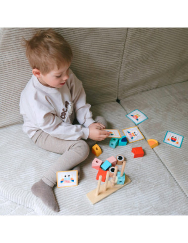 TOOKY TOY Krab Układanka Drewniana Stosy Klocki Bloki Pastelowy