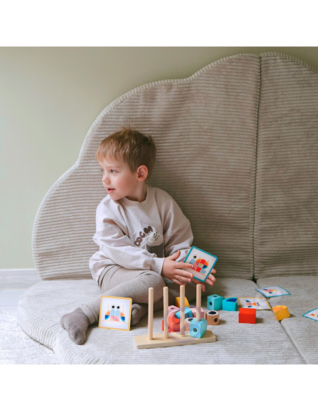 TOOKY TOY Krab Układanka Drewniana Stosy Klocki Bloki Pastelowy