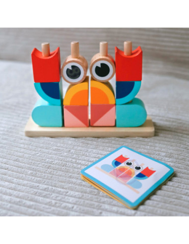 TOOKY TOY Krab Układanka Drewniana Stosy Klocki Bloki Pastelowy