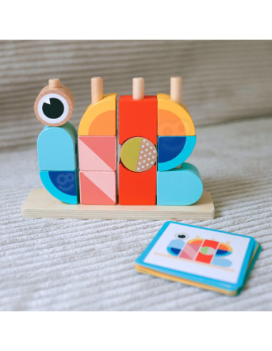 TOOKY TOY Krab Układanka Drewniana Stosy Klocki Bloki Pastelowy