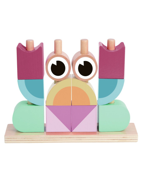 TOOKY TOY Krab Układanka Drewniana Stosy Klocki Bloki Pastelowy