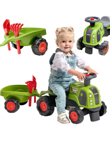 FALK Jeździk Claas 470 Arion Zielony z Przyczepką  + Zestaw do piasku