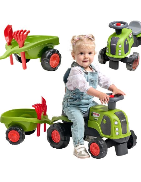 FALK Jeździk Claas 470 Arion Zielony z Przyczepką  + Zestaw do piasku