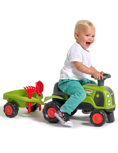 FALK Jeździk Claas 470 Arion Zielony z Przyczepką  + Zestaw do piasku