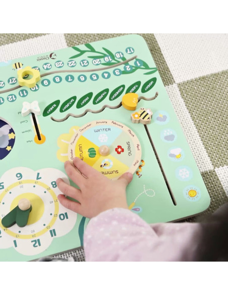 CLASSIC WORLD Drewniana Tablica Manipulacyjna "Mój pierwszy kalendarz" Zegar dla Dzieci