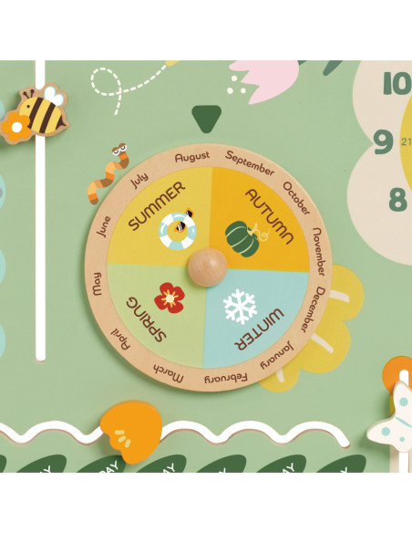 CLASSIC WORLD Drewniana Tablica Manipulacyjna "Mój pierwszy kalendarz" Zegar dla Dzieci