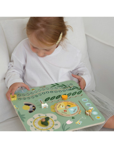 CLASSIC WORLD Drewniana Tablica Manipulacyjna "Mój pierwszy kalendarz" Zegar dla Dzieci