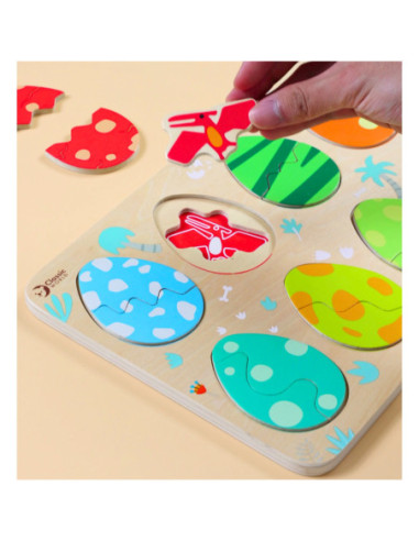 Classic World Drewniana Układanka Jajka Dinozaurów