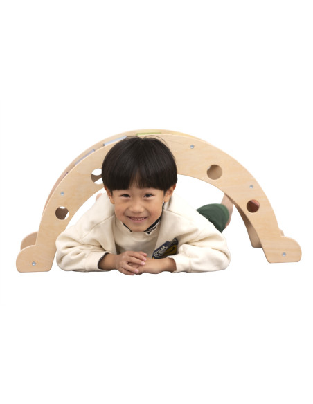 VIGA Drewniany Bujak Mostek 2w1 Huśtawka Montessori Tęczowa