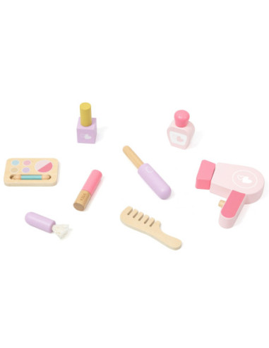 VIGA Duża Toaletka Drewniana Biało-Różowa z Lustrem i Krzesełkiem