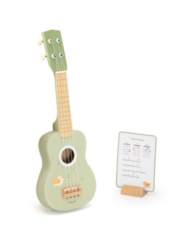Viga Drewniane Ukulele Gitara Dla Dzieci Zielone Z Nutami