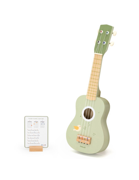 Viga Drewniane Ukulele Gitara Dla Dzieci Zielone Z Nutami