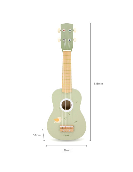Viga Drewniane Ukulele Gitara Dla Dzieci Zielone Z Nutami