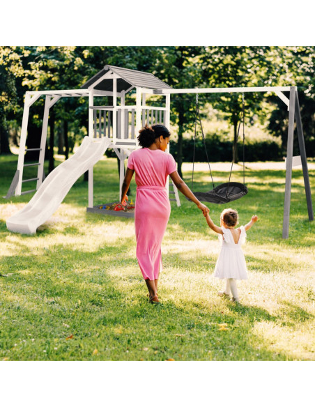 AXI Plac Zabaw Drewniany Wieża z Huśtawką Drabinki Wspinaczkowe Zjeżdżalnia XLL