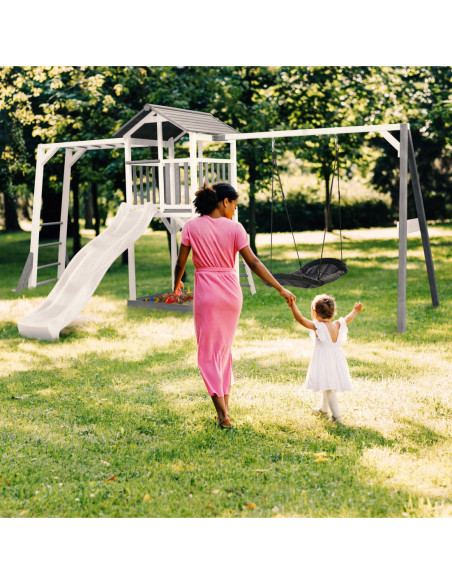 AXI Plac Zabaw Drewniany Wieża z Huśtawką Drabinki Wspinaczkowe Zjeżdżalnia XLL