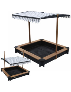 AXI Drewniana Piaskownica z Daszkiem Zamykana z Ławkami