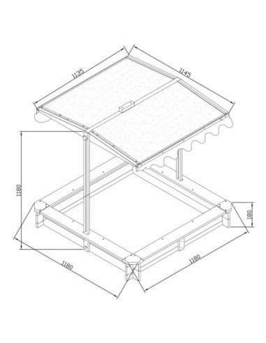 AXI Drewniana Piaskownica z Daszkiem Zamykana z Ławkami