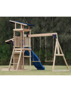 AXI Drewniany Duży Plac Zabaw Huśtawki Zjeżdżalnia Wieża + Piaskownica 2