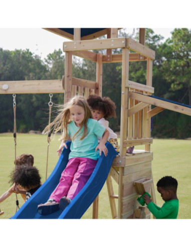 AXI Drewniany Duży Plac Zabaw Huśtawki Zjeżdżalnia Wieża + Piaskownica