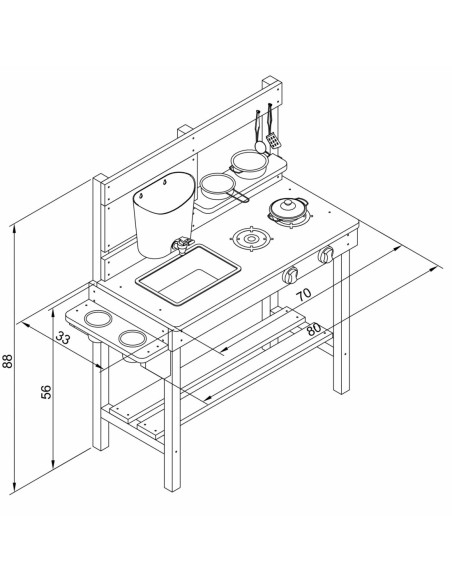 AXI Duża Drewniana Kuchnia Zabawa Woda i Piaskiem