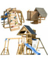 AXI Mitch - Duży Plac Zabaw Drewniany Zjeżdżalnia Hustawki Ścianka Wspinaczkowa + Wieża