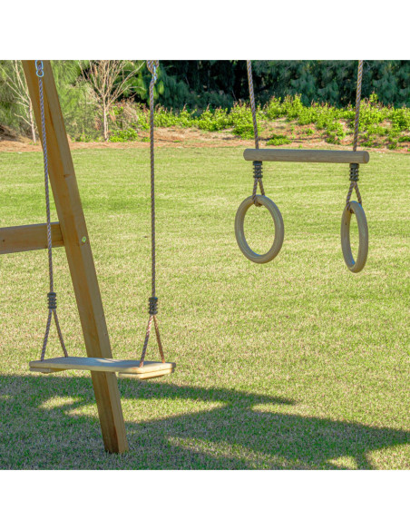 AXI Mitch - Duży Plac Zabaw Drewniany Zjeżdżalnia Hustawki Ścianka Wspinaczkowa + Wieża