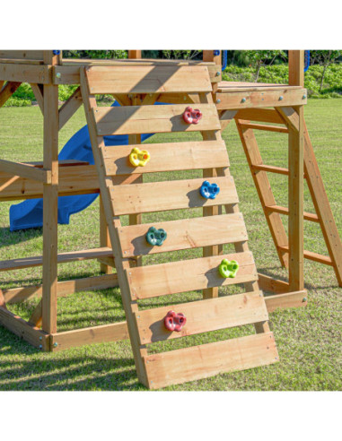 AXI Mitch - Duży Plac Zabaw Drewniany Zjeżdżalnia Hustawki Ścianka Wspinaczkowa + Wieża