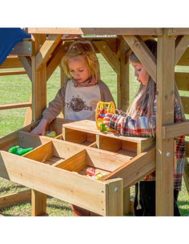 AXI Mitch - Duży Plac Zabaw Drewniany Zjeżdżalnia Hustawki Ścianka Wspinaczkowa + Wieża