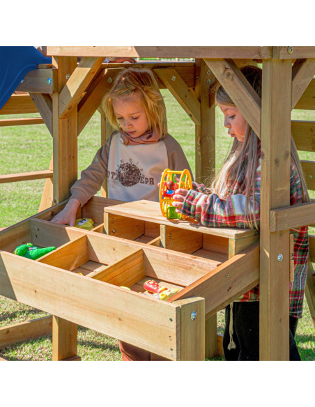 AXI Mitch - Duży Plac Zabaw Drewniany Zjeżdżalnia Hustawki Ścianka Wspinaczkowa + Wieża